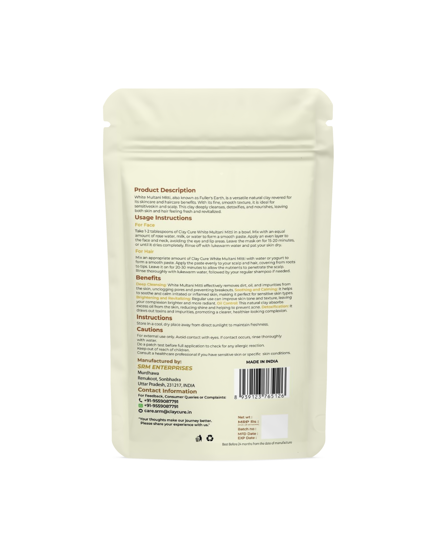 Multani Mitti Powder (White Fuller's Earth)