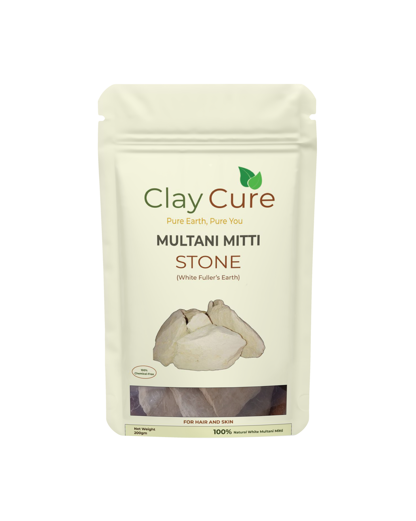 Kaolin Clay Stone for Face & Hair | Natural Fuller's Earth | White Multani Mitti for Glowing Skin & Scalp Detox