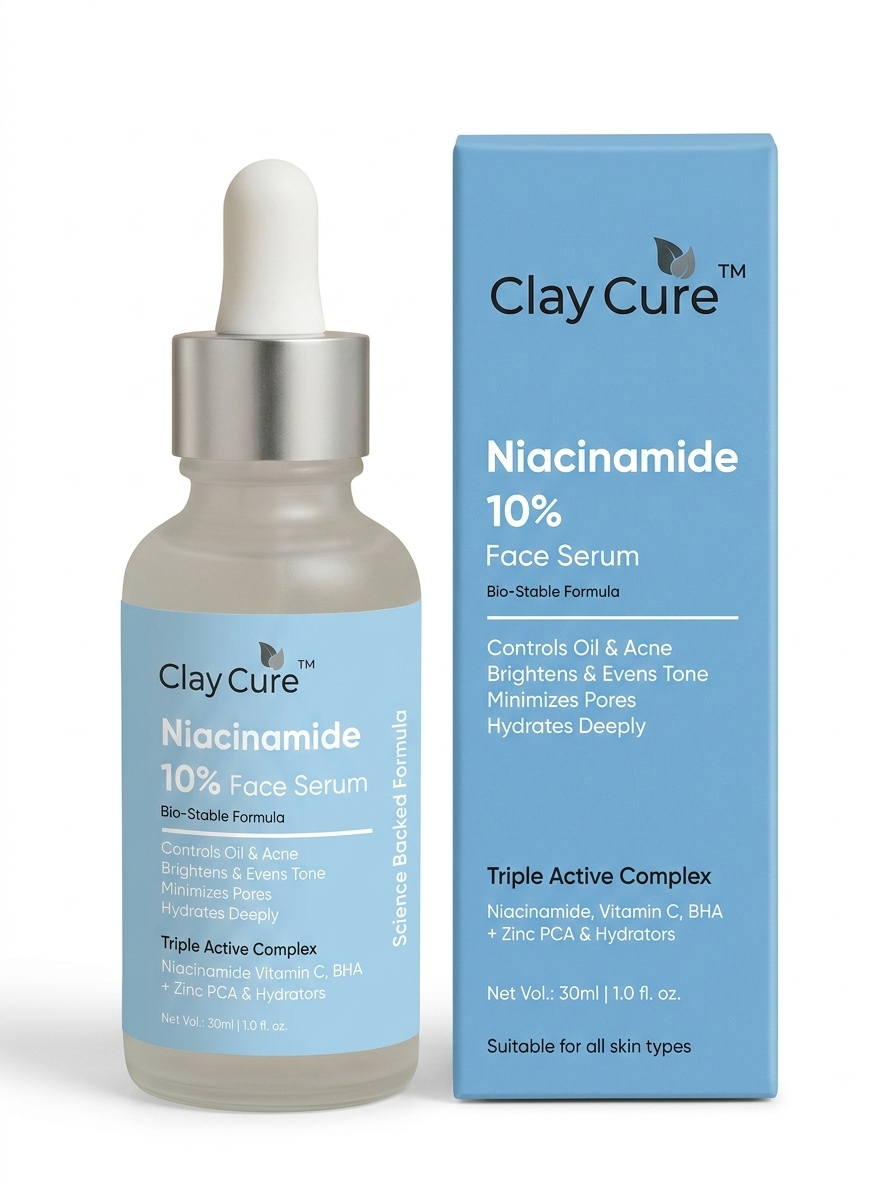 ClayCure Oil Control & Acne Care 10% Niacinamide Face Serum with Zinc PCA | For Oily Skin & Pores | 30ml